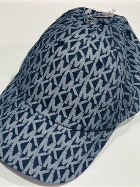 Michael Kors Navy and Light Blue Monogram Baseball Cap